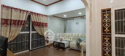 Cozy living room with elegant curtains and comfortable seating