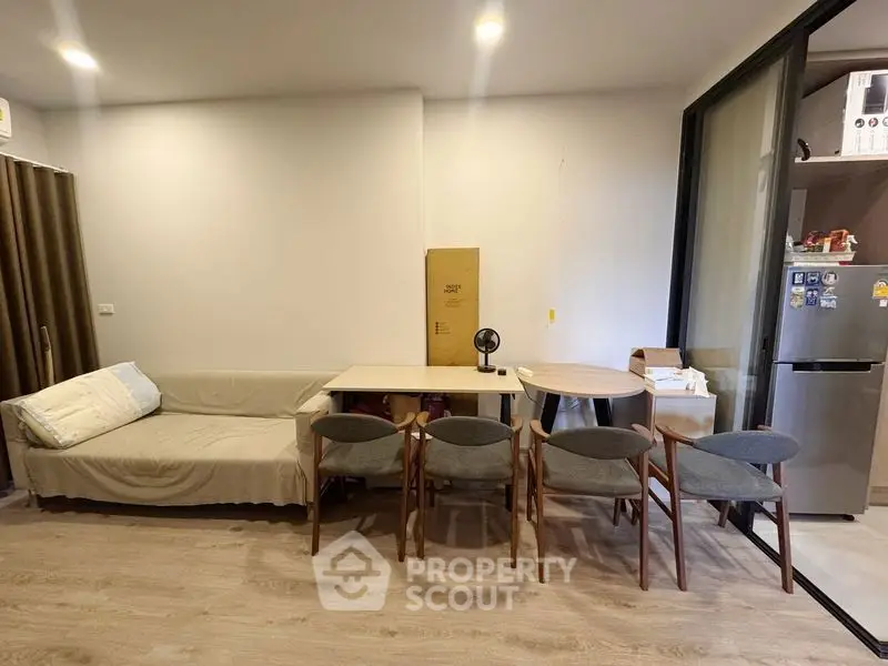 Modern living room with stylish furniture and open layout