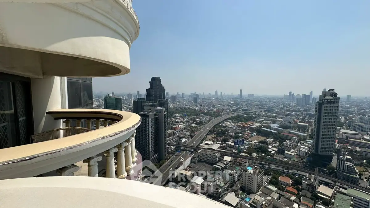 Stunning cityscape view from a high-rise balcony in urban skyline