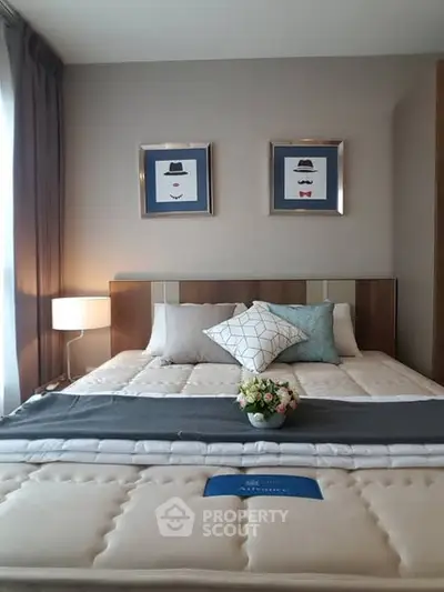 Elegant bedroom with stylish decor and cozy ambiance, perfect for relaxation and comfort.
