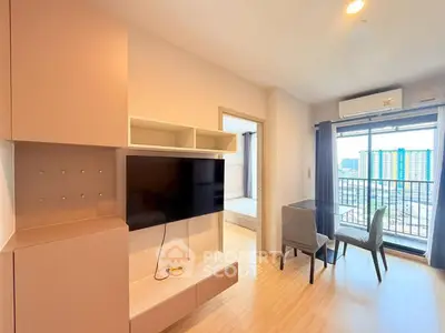 Modern living room with balcony view in a stylish apartment