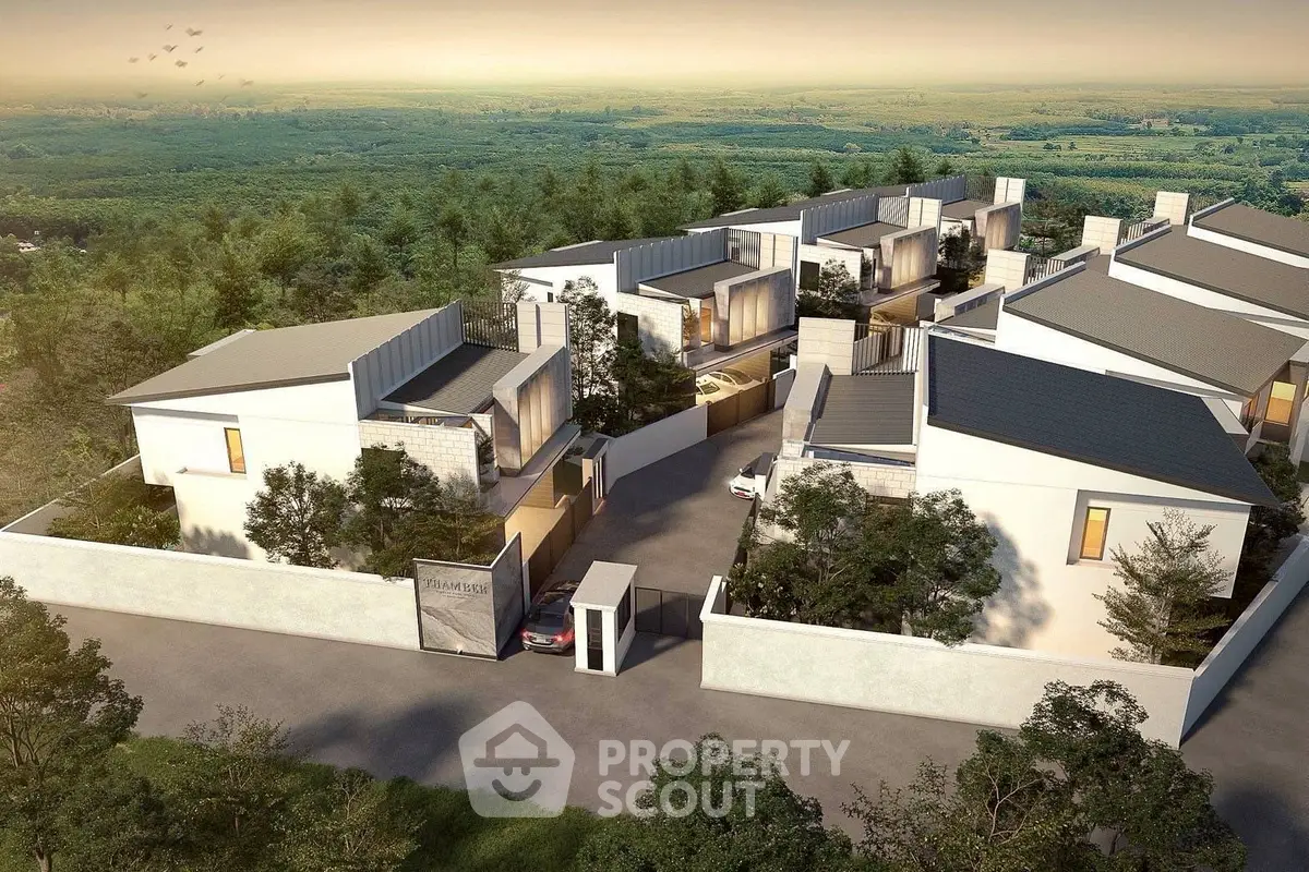 Luxurious modern villas with stunning views and private entrances in a serene setting.