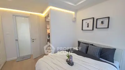 Modern bedroom with stylish decor and cozy ambiance