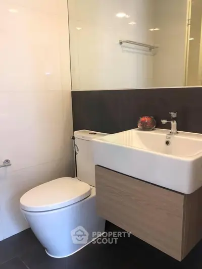Modern bathroom with sleek fixtures and contemporary design