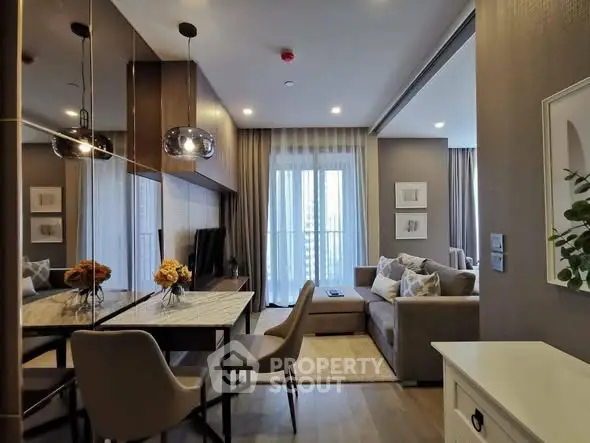 Modern living room with elegant decor and natural light