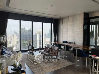 Luxurious high-rise living room with stunning city view and modern decor