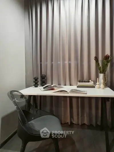 Modern study room with sleek desk and elegant decor