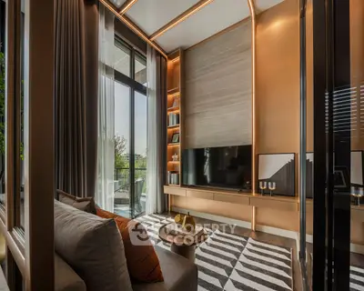 Luxurious modern living room with high ceilings and elegant decor