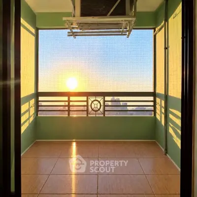 Stunning balcony with sunset view, perfect for relaxation and enjoying panoramic cityscapes.