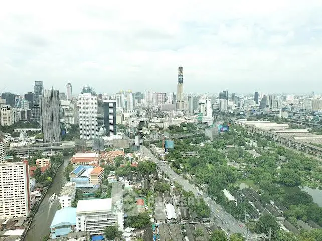 Stunning cityscape view showcasing a vibrant urban skyline with lush greenery and modern architecture.