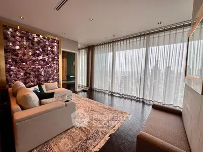 Luxurious living room with panoramic city view and elegant decor