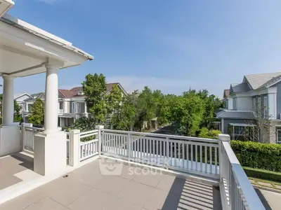 Spacious balcony with scenic view in upscale residential neighborhood
