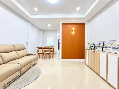 Spacious modern living room with elegant decor and dining area