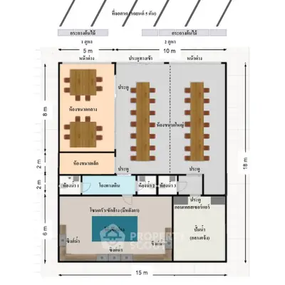 Detailed floor plan with labeled rooms and dimensions for a spacious property.