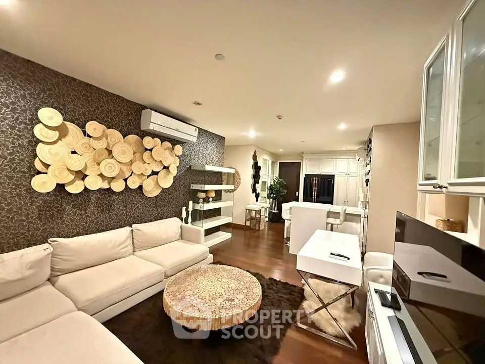 Luxurious living room with modern decor and spacious seating area