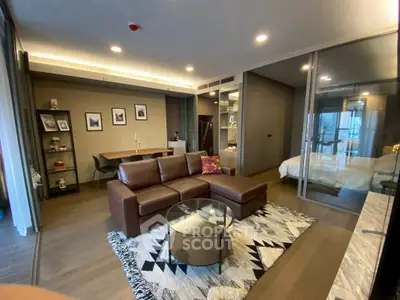 Modern living room with stylish decor and open layout in a luxury apartment