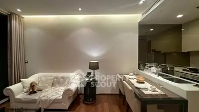 Modern living room with cozy sofa and elegant dining area