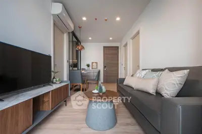 Modern living room with stylish furniture and open layout