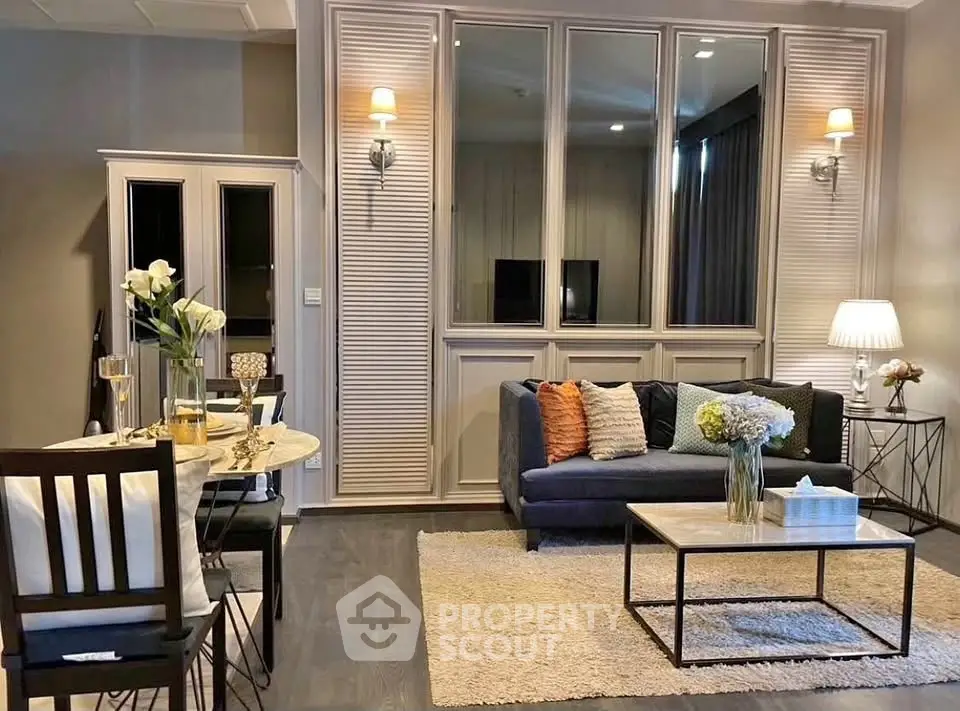 Stylish living room with elegant decor and cozy seating area