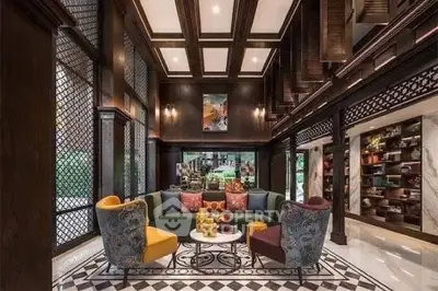 Luxurious living room with high ceilings and elegant decor