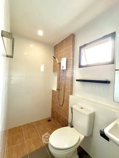 Modern bathroom with sleek design and natural light