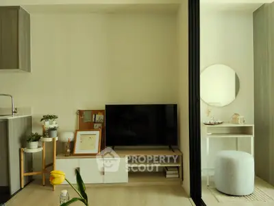 Modern living room with stylish decor and natural light