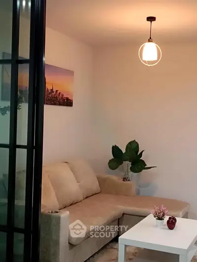 Cozy living room with modern decor and comfortable seating
