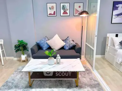 Stylish modern living room with cozy sofa and elegant decor