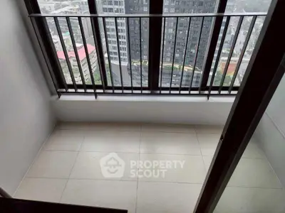 Chic urban balcony with cityscape view, perfect for relaxation and enjoying the skyline.