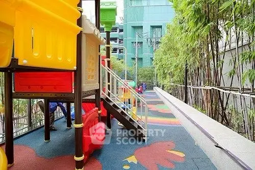 Vibrant children's playground in modern residential complex