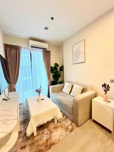 Cozy living room with modern decor and natural light