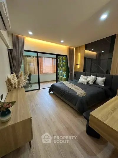 Luxurious modern bedroom with elegant decor and spacious layout