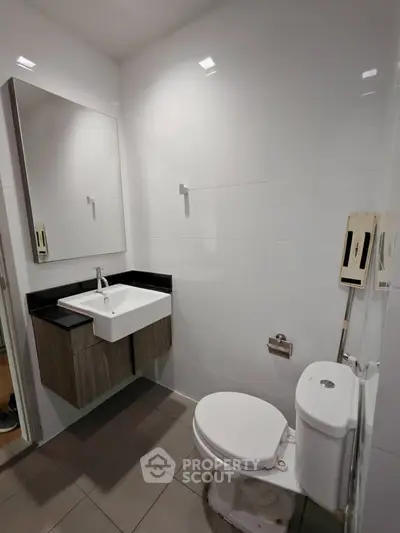 Modern bathroom with sleek fixtures and minimalist design