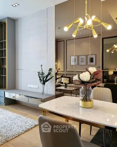 Elegant modern living room with chic decor and stylish lighting