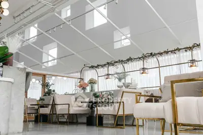Luxurious modern living room with elegant decor and ample natural light