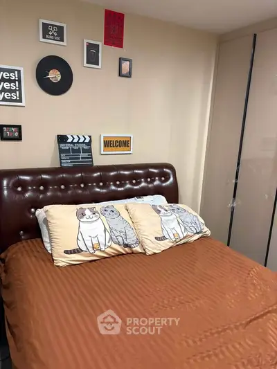Cozy bedroom with stylish decor and plush bedding, perfect for relaxation and comfort.