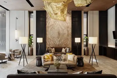 Luxurious modern living room with elegant decor and stylish lighting