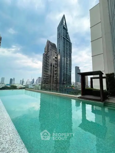 Stunning rooftop pool with breathtaking city skyline view