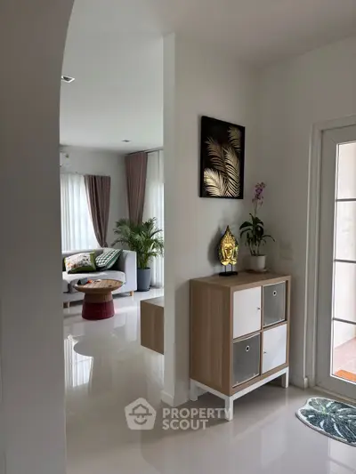 Modern living room with stylish decor and natural light