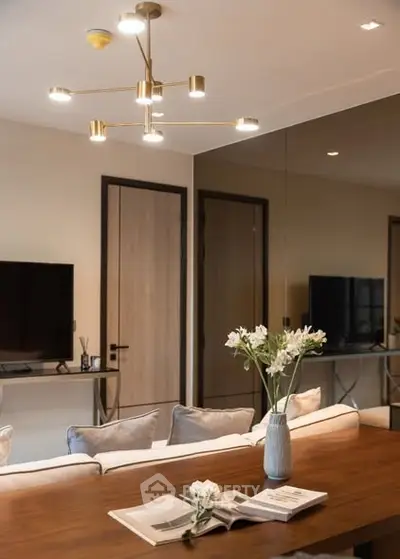 Elegant living room with modern lighting and stylish decor