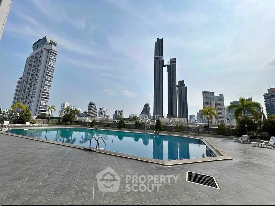 Stunning rooftop pool with panoramic city skyline views, perfect for luxury urban living.