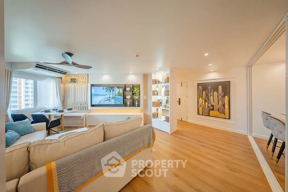 Spacious modern living room with stylish decor and open layout