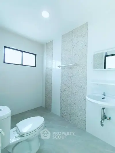 Modern bathroom with sleek design and natural light