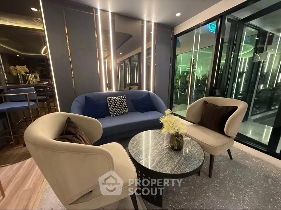 Luxurious modern living room with elegant furniture and ambient lighting
