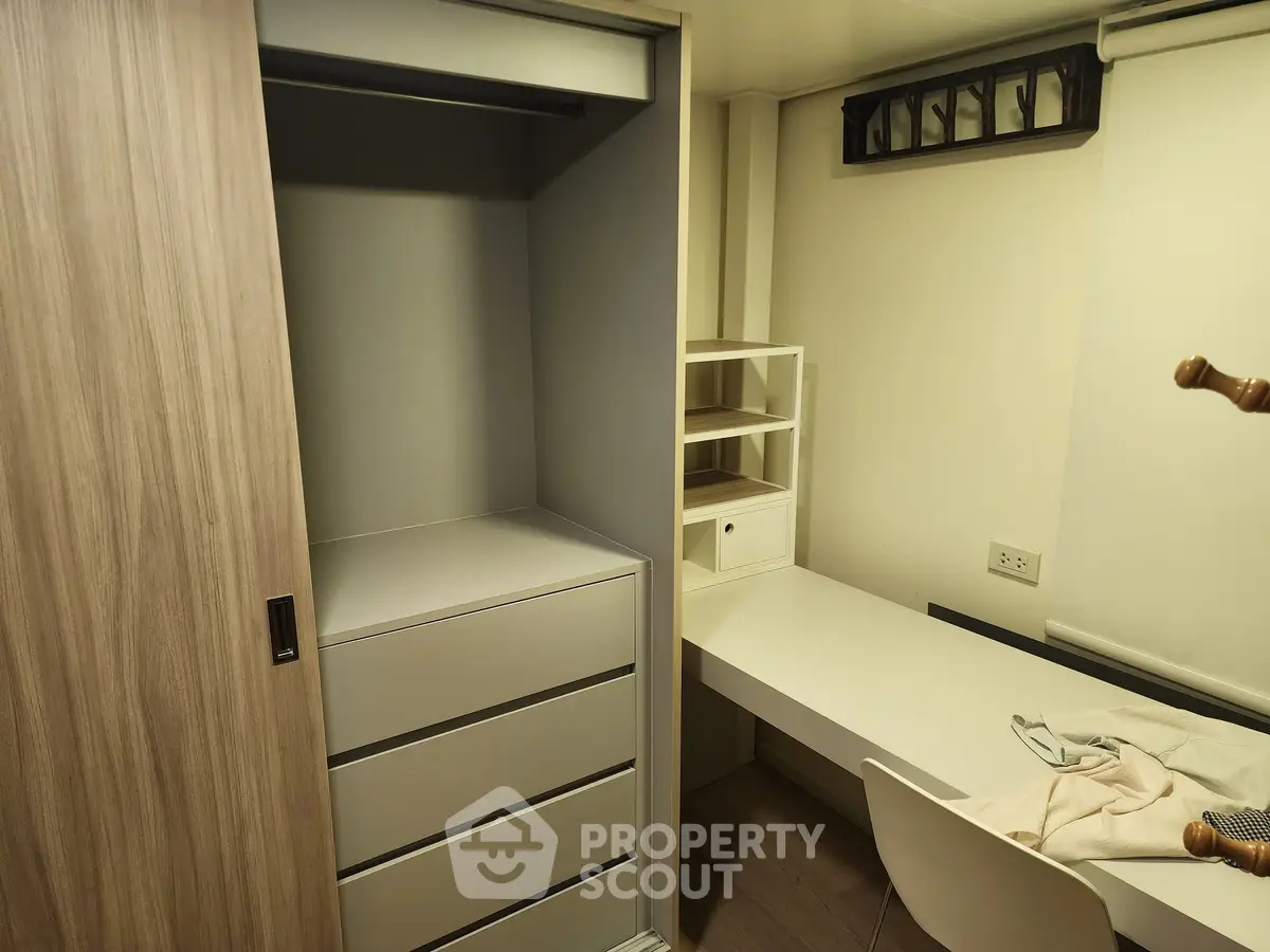 Modern study room with built-in storage and sleek desk design