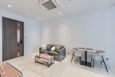 Modern living room with sleek furniture and minimalist decor