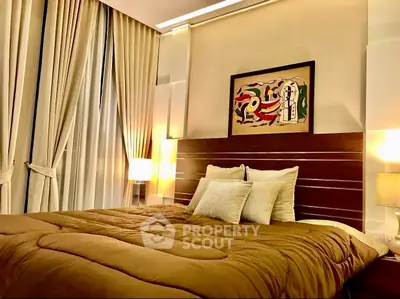 Luxurious bedroom with elegant decor and warm lighting