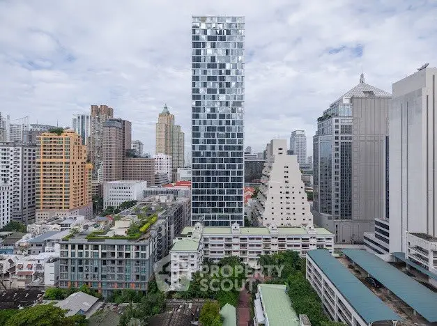Stunning cityscape view showcasing modern high-rise buildings in a bustling urban environment.