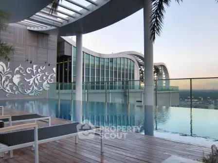 Luxurious rooftop infinity pool with stunning city views and modern architecture.