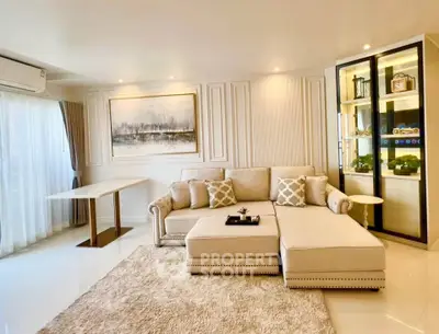 Luxurious living room with elegant decor and plush seating in modern apartment